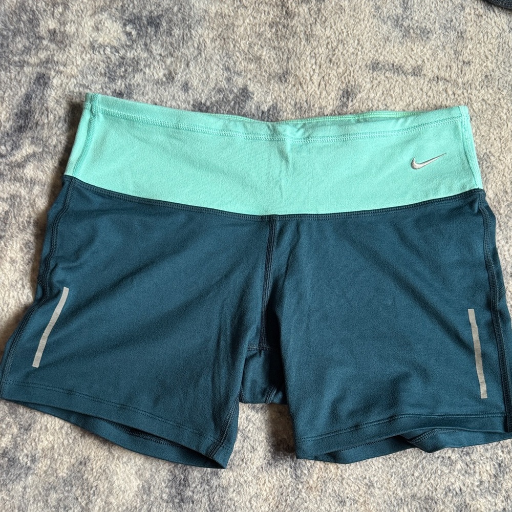 Nike Women's Mint Waistband Dark Teal Athletic Shorts
